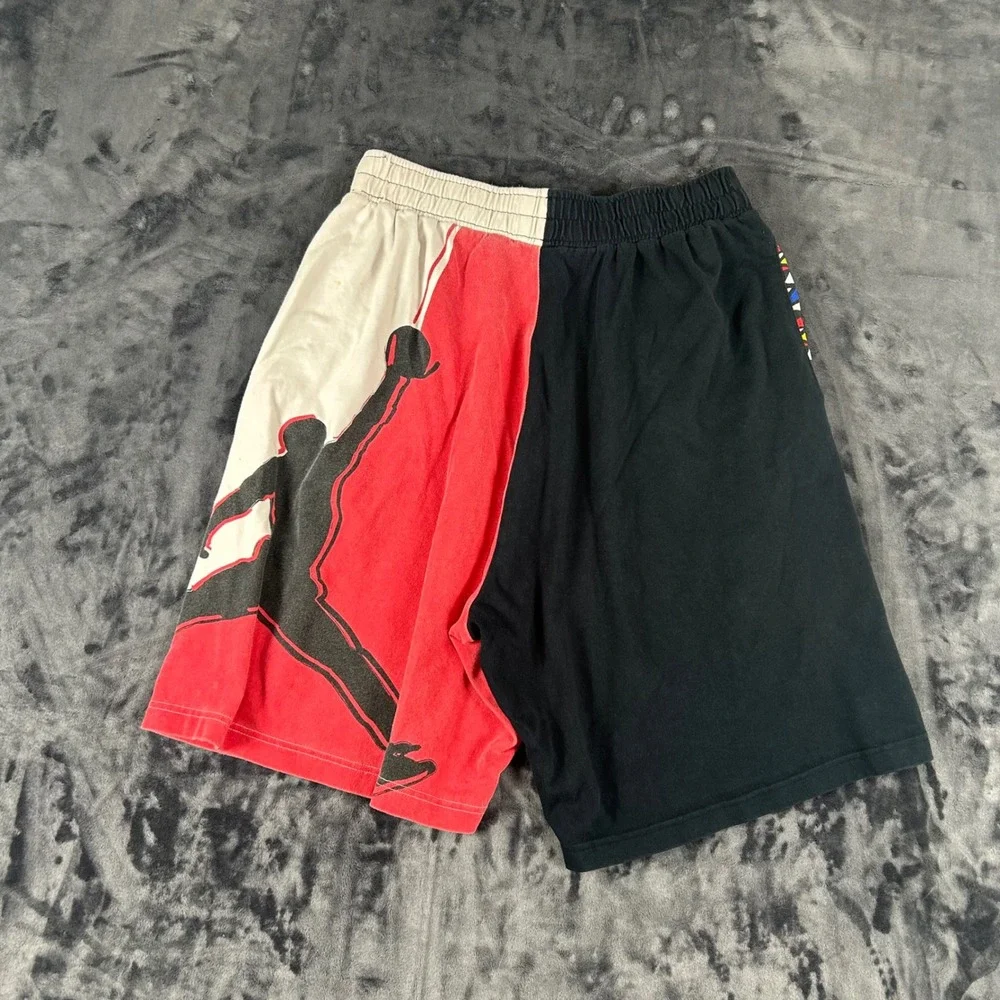 Air Jordan Shorts Mens XL Black White Red Split Jumpman Graphic Cotton